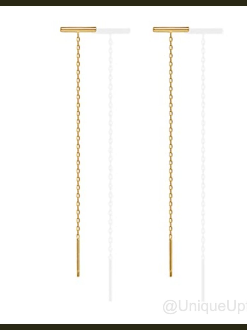 14K Gold Plated Threader Earrings Sterling Silver Chain Dangle